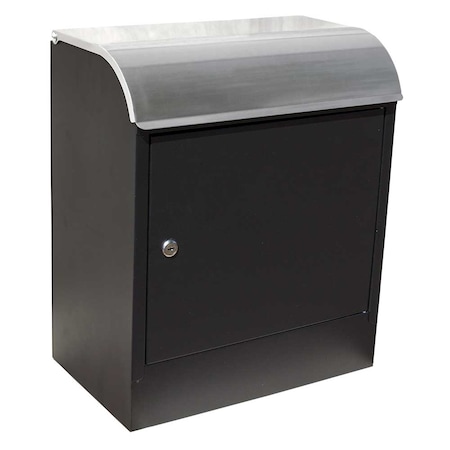 Qualarc Selma locking mail & parcel box, black with stainless steel WF-PB018